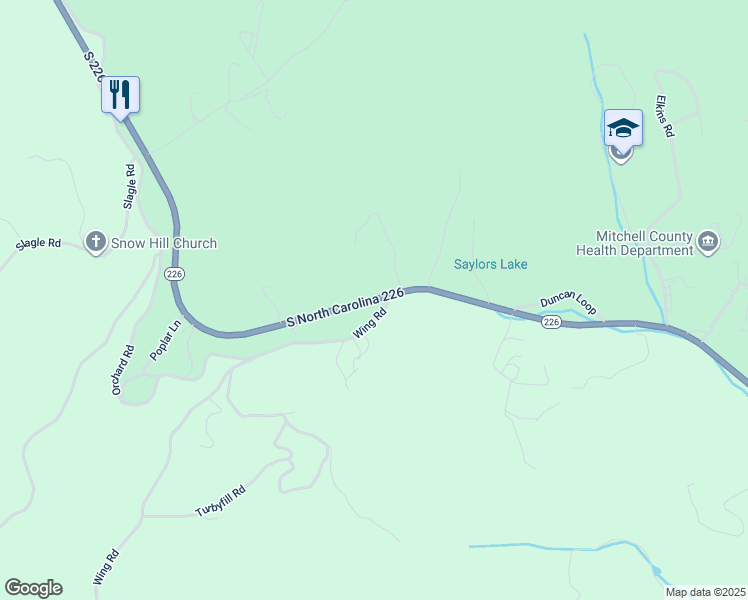 map of restaurants, bars, coffee shops, grocery stores, and more near 4377 North Carolina 226 in Bakersville
