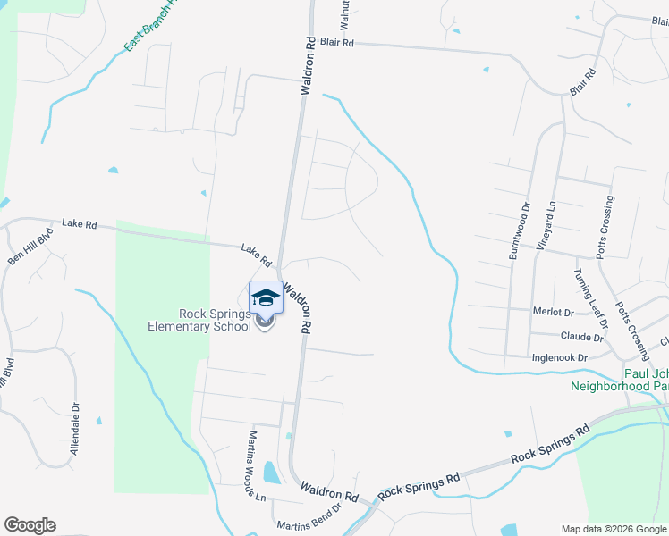 map of restaurants, bars, coffee shops, grocery stores, and more near 1043 Waldron Road in La Vergne