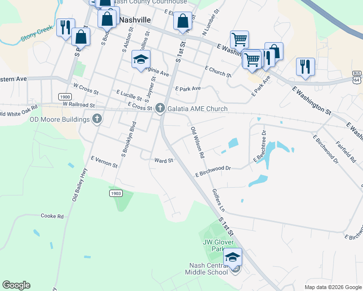 map of restaurants, bars, coffee shops, grocery stores, and more near 900 South Kates Lane in Nashville