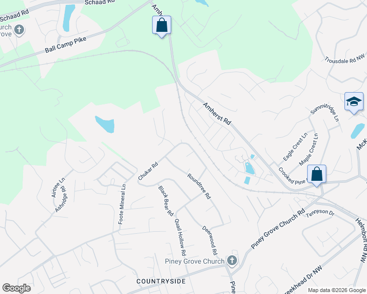 map of restaurants, bars, coffee shops, grocery stores, and more near 2512 Chukar Road in Knoxville