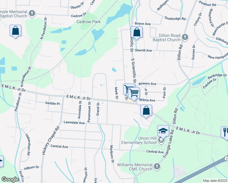 map of restaurants, bars, coffee shops, grocery stores, and more near 814 Mark Street in High Point
