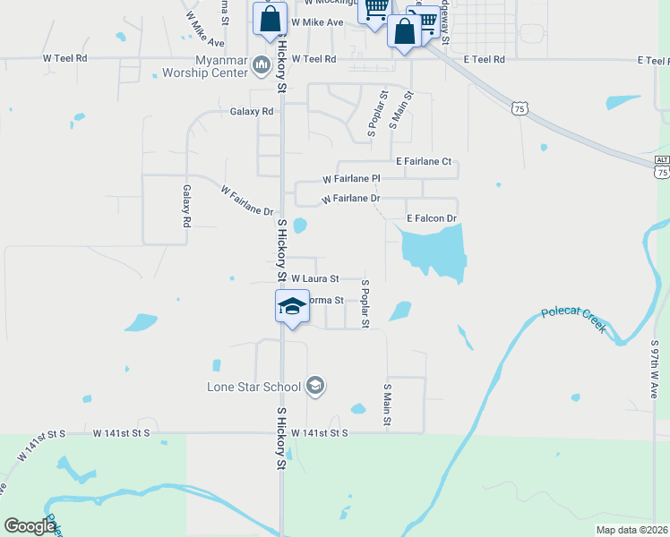 map of restaurants, bars, coffee shops, grocery stores, and more near 219 West Laura Street in Sapulpa