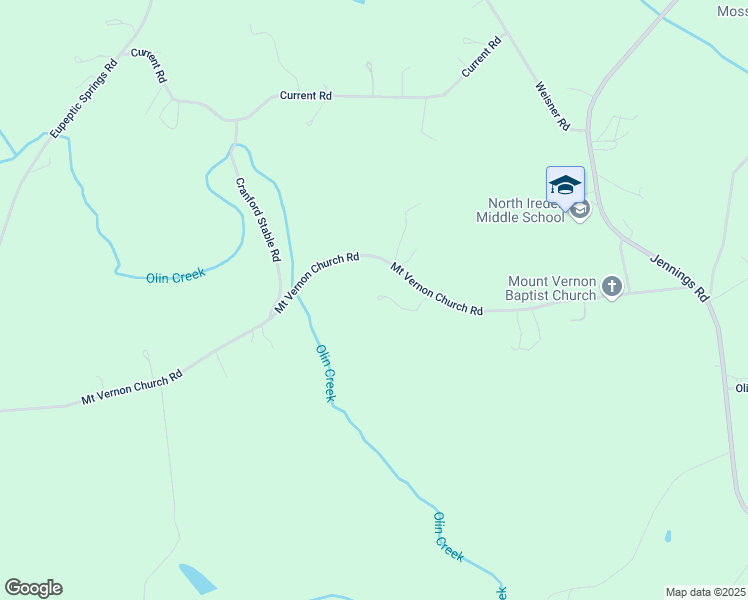 map of restaurants, bars, coffee shops, grocery stores, and more near 265 Mount Vernon Church Road in Olin