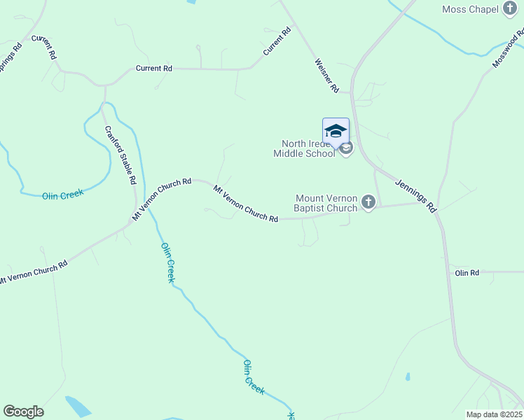 map of restaurants, bars, coffee shops, grocery stores, and more near 256 Mount Vernon Church Road in Olin