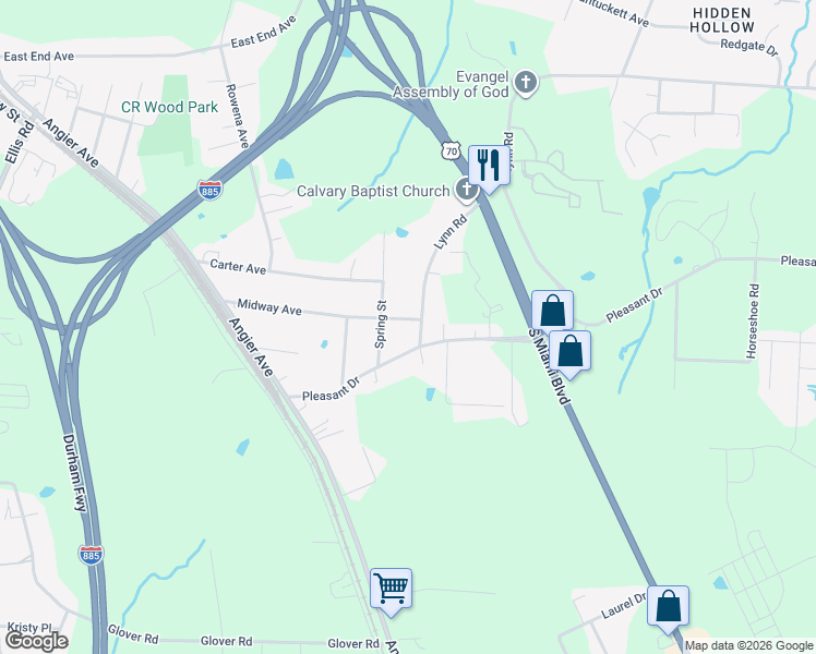 map of restaurants, bars, coffee shops, grocery stores, and more near 706 Pleasant Drive in Durham