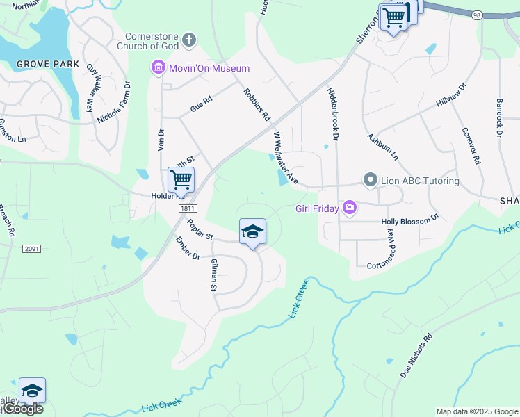 map of restaurants, bars, coffee shops, grocery stores, and more near 1108 Byram Road in Durham