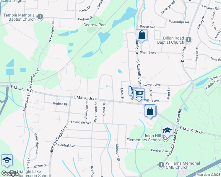 map of restaurants, bars, coffee shops, grocery stores, and more near 191 Spring Garden Circle in High Point