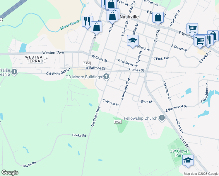 map of restaurants, bars, coffee shops, grocery stores, and more near East 6th Street in Nashville