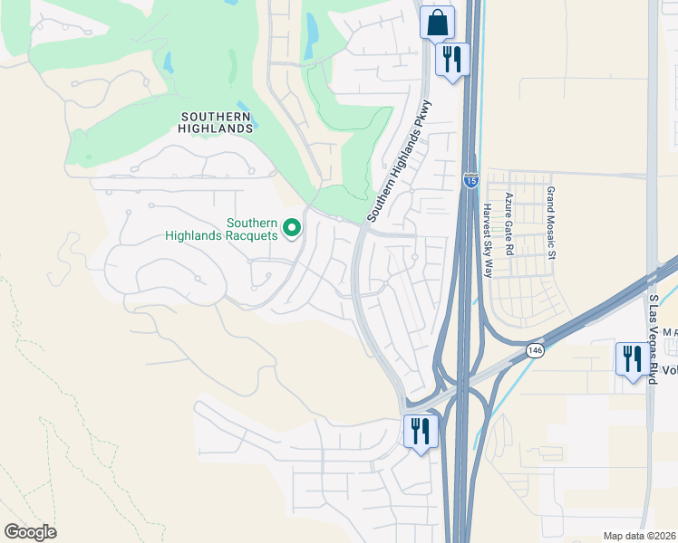 map of restaurants, bars, coffee shops, grocery stores, and more near 12233 Pro Tour Court in Las Vegas