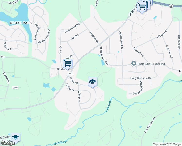 map of restaurants, bars, coffee shops, grocery stores, and more near 1716 Nellora Lane in Durham
