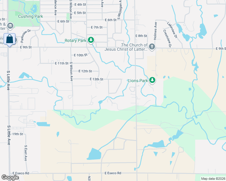 map of restaurants, bars, coffee shops, grocery stores, and more near 1414 Bell Creek Drive in Cushing
