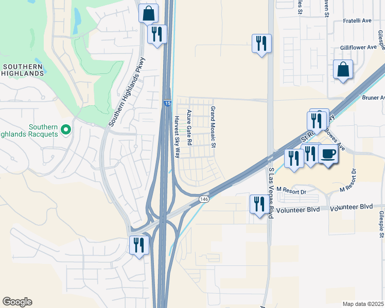 map of restaurants, bars, coffee shops, grocery stores, and more near 12282 Azure Gate Road in Las Vegas