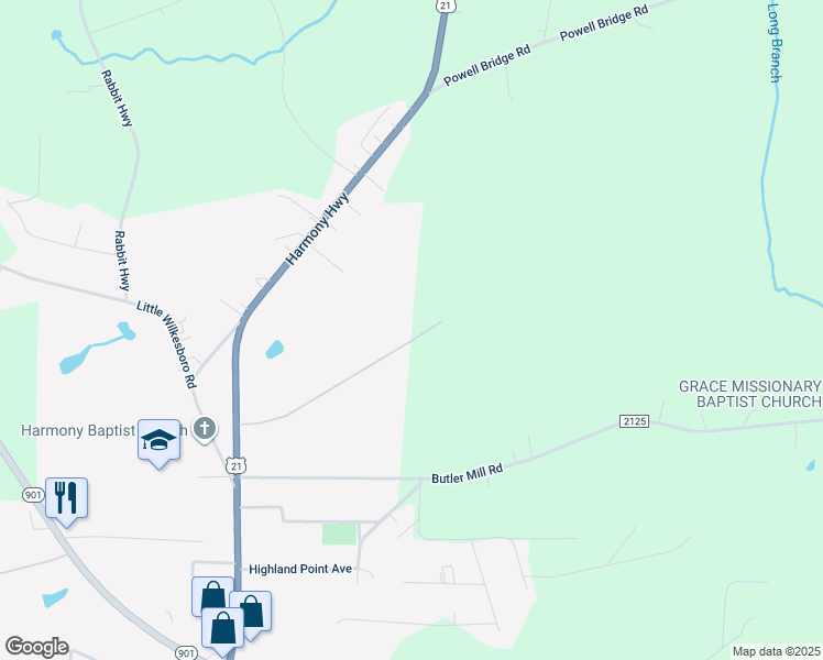 map of restaurants, bars, coffee shops, grocery stores, and more near Hayes Street in Harmony