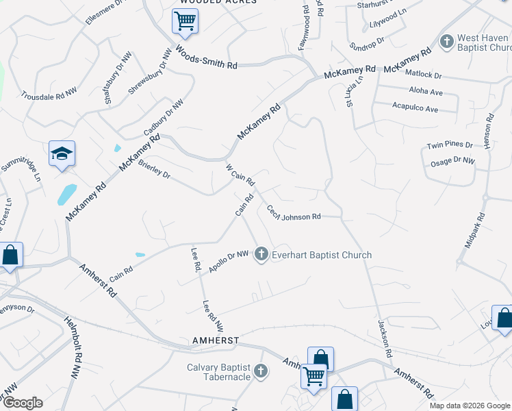 map of restaurants, bars, coffee shops, grocery stores, and more near 4905 Cain Road in Knoxville