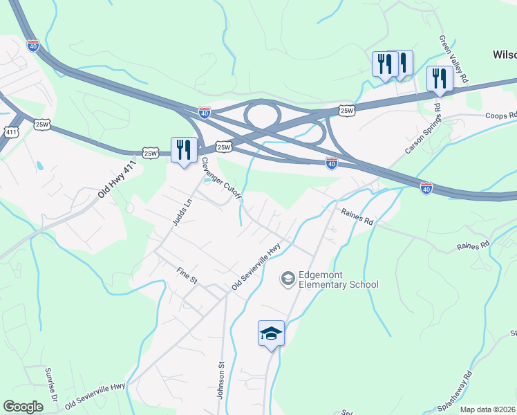 map of restaurants, bars, coffee shops, grocery stores, and more near 144 Clevenger Cut Off Rd in Newport