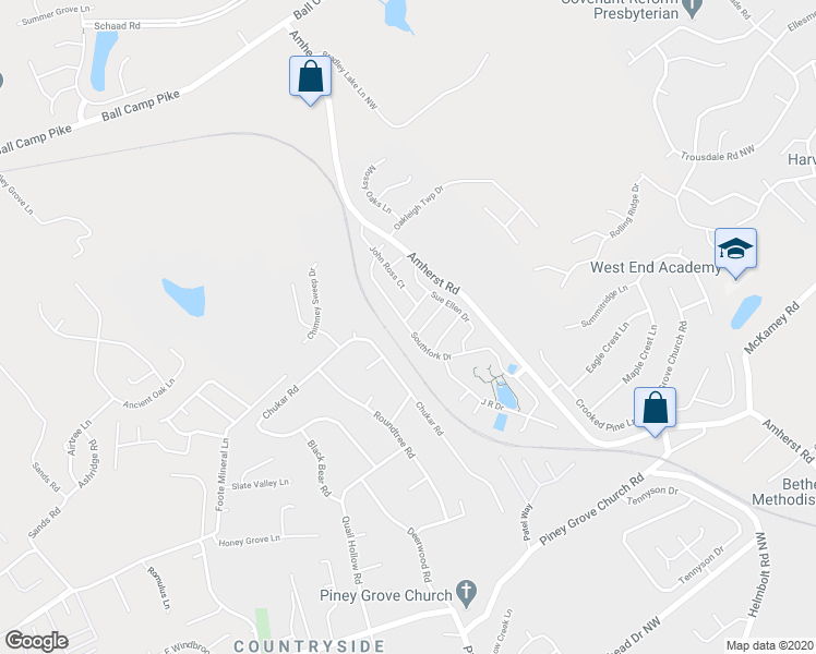 map of restaurants, bars, coffee shops, grocery stores, and more near 2817 Southfork Drive in Knoxville