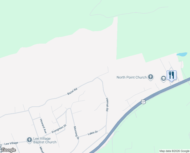 map of restaurants, bars, coffee shops, grocery stores, and more near 959 Bazel Road in Harriman