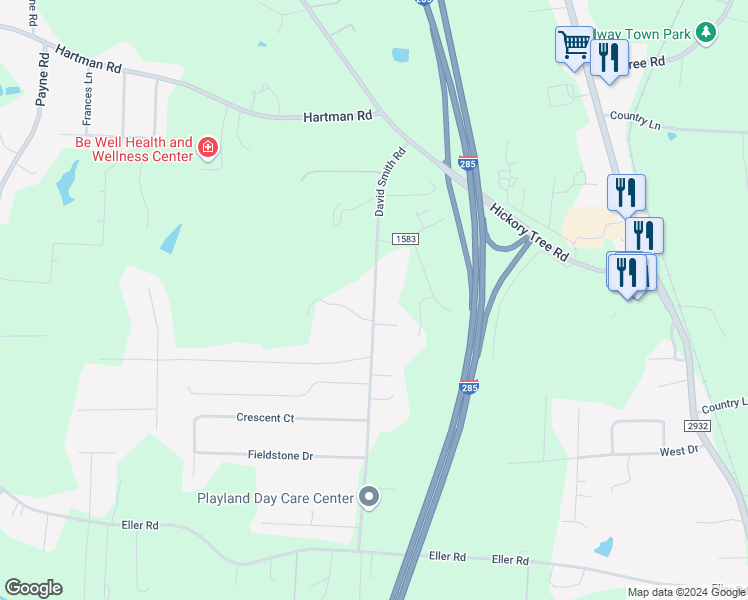 map of restaurants, bars, coffee shops, grocery stores, and more near David Smith Road in Lexington