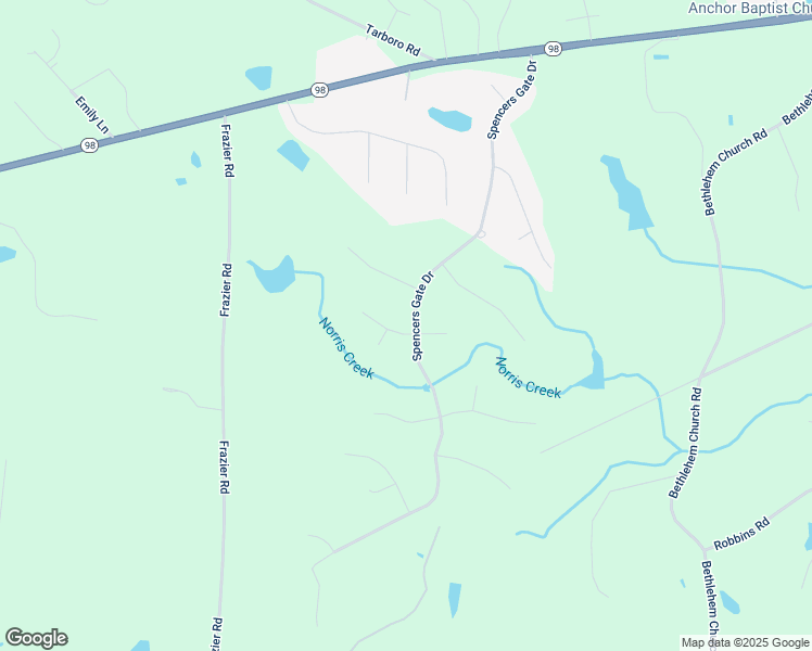 map of restaurants, bars, coffee shops, grocery stores, and more near 50 Castlerock Drive in Youngsville