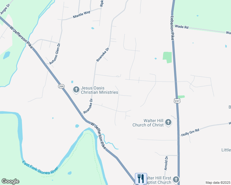 map of restaurants, bars, coffee shops, grocery stores, and more near 9211 Dandelion Drive in Murfreesboro