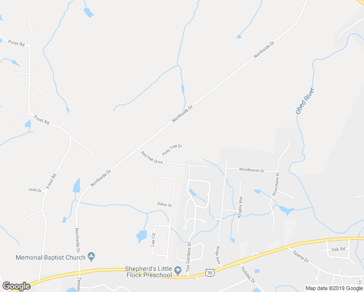 map of restaurants, bars, coffee shops, grocery stores, and more near 99 Holly Tree Drive in Crossville