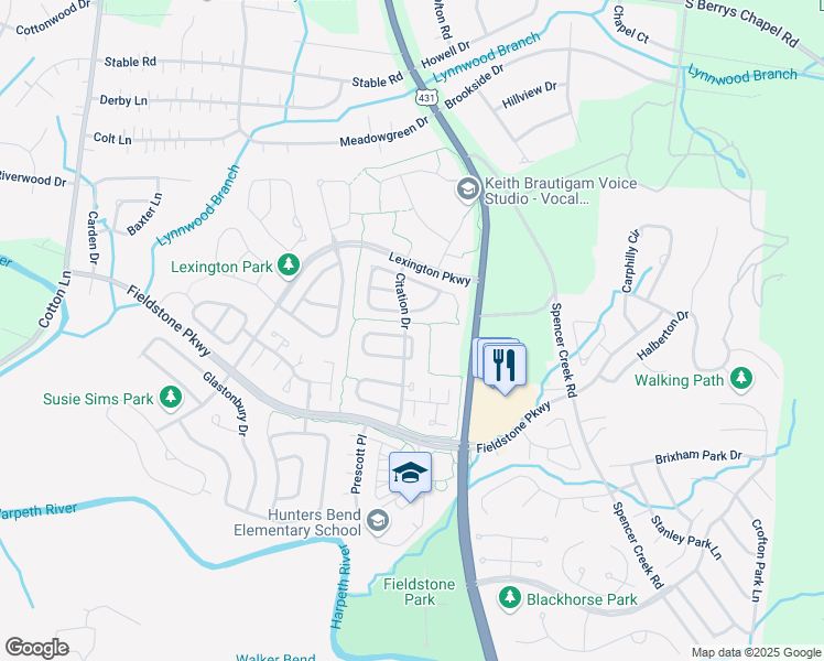 map of restaurants, bars, coffee shops, grocery stores, and more near 204 Ben Brush Circle in Franklin