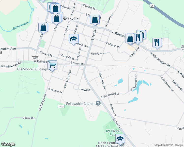 map of restaurants, bars, coffee shops, grocery stores, and more near 417 Baker Street in Nashville