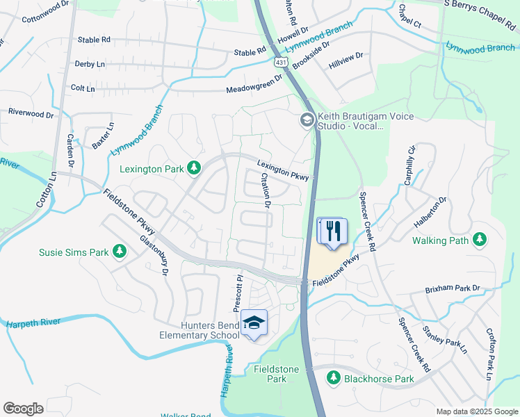 map of restaurants, bars, coffee shops, grocery stores, and more near 204 Ben Brush Circle in Franklin