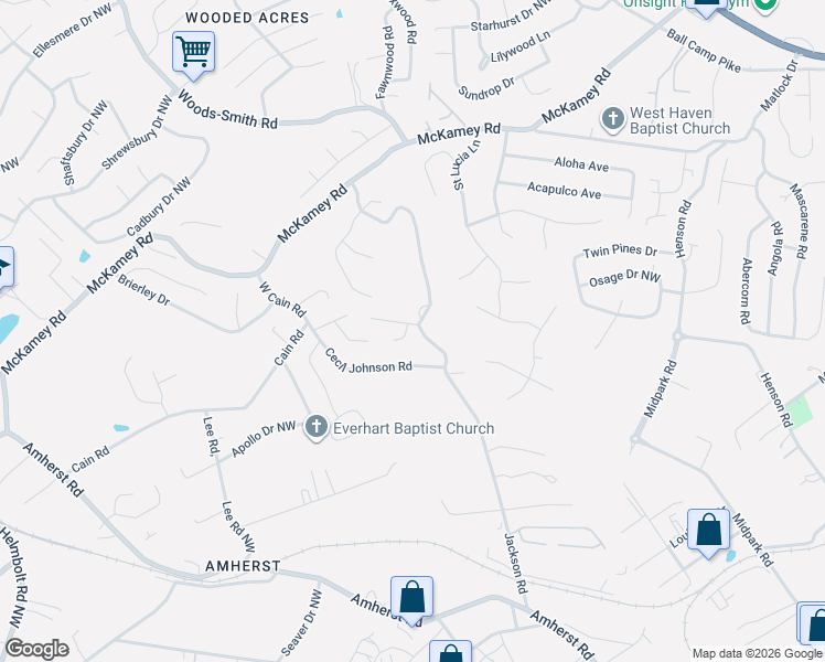 map of restaurants, bars, coffee shops, grocery stores, and more near 4412 Micah Lane in Knoxville