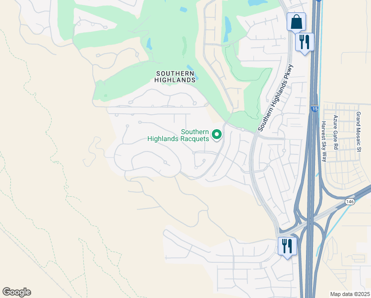 map of restaurants, bars, coffee shops, grocery stores, and more near 65 Grand Masters Drive in Las Vegas