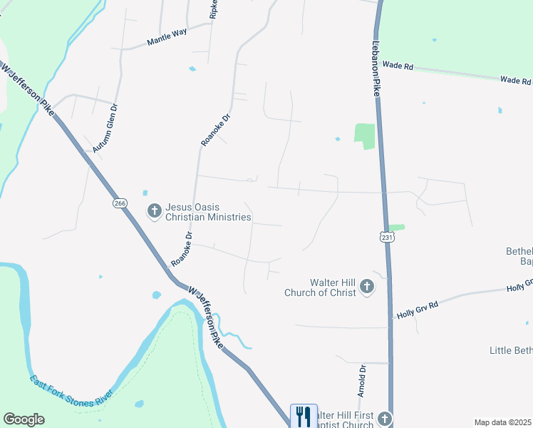 map of restaurants, bars, coffee shops, grocery stores, and more near 111 Wildflower Way in Murfreesboro