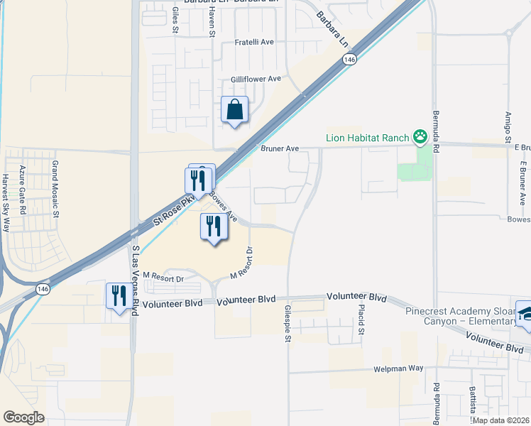 map of restaurants, bars, coffee shops, grocery stores, and more near 180 Bowes Avenue in Henderson