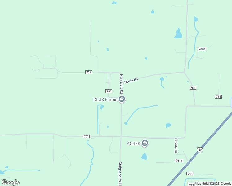 map of restaurants, bars, coffee shops, grocery stores, and more near 44 Greene Road 759 in Paragould