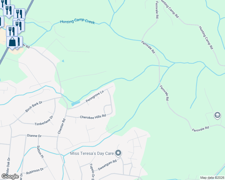 map of restaurants, bars, coffee shops, grocery stores, and more near 7469 Penngrove Lane in Fairview