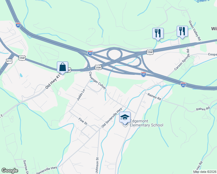 map of restaurants, bars, coffee shops, grocery stores, and more near 144 Clevenger Cut Off Rd in Newport