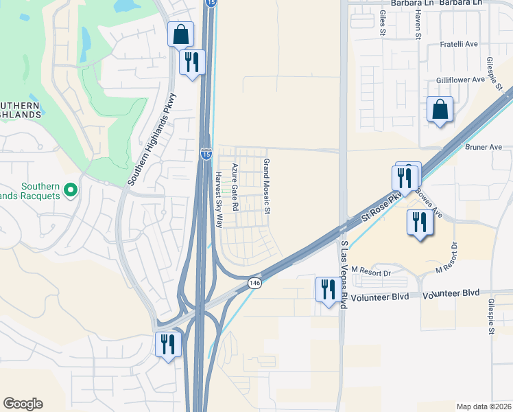 map of restaurants, bars, coffee shops, grocery stores, and more near 12246 Glass Desert Road in Las Vegas