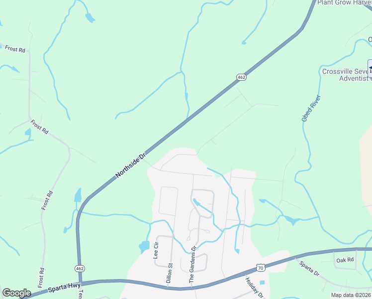 map of restaurants, bars, coffee shops, grocery stores, and more near 157 Holly Tree Drive in Crossville