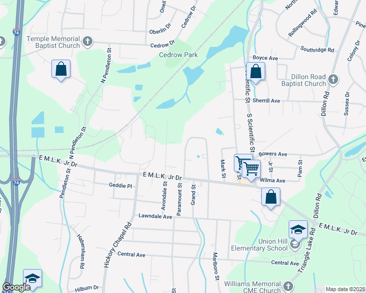 map of restaurants, bars, coffee shops, grocery stores, and more near 131 Spring Garden Circle in High Point
