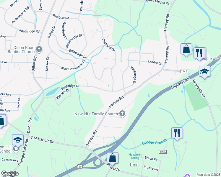 map of restaurants, bars, coffee shops, grocery stores, and more near 1842 Chatfield Drive in High Point