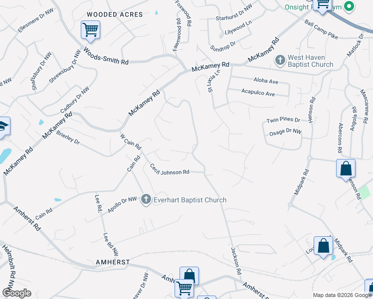 map of restaurants, bars, coffee shops, grocery stores, and more near 4412 Micah Lane in Knoxville