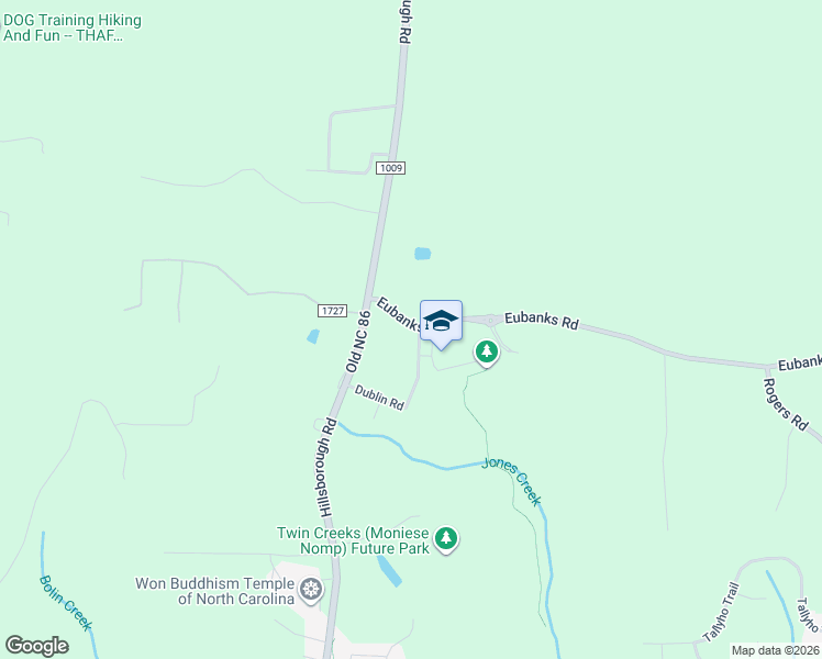 map of restaurants, bars, coffee shops, grocery stores, and more near 100 Dromoland Road in Chapel Hill