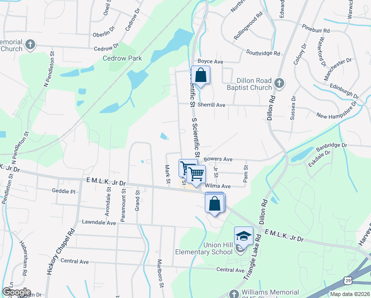 map of restaurants, bars, coffee shops, grocery stores, and more near 816 South Scientific Street in High Point