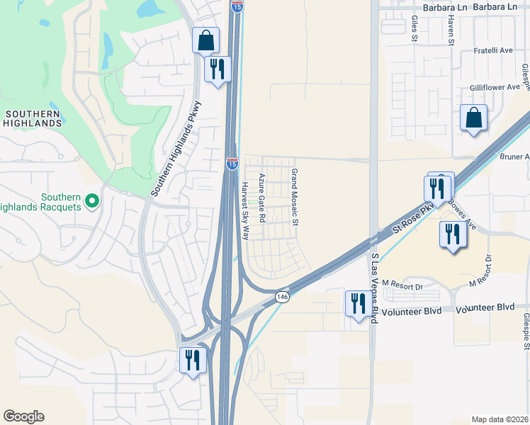 map of restaurants, bars, coffee shops, grocery stores, and more near 12242 Azure Gate Road in Enterprise