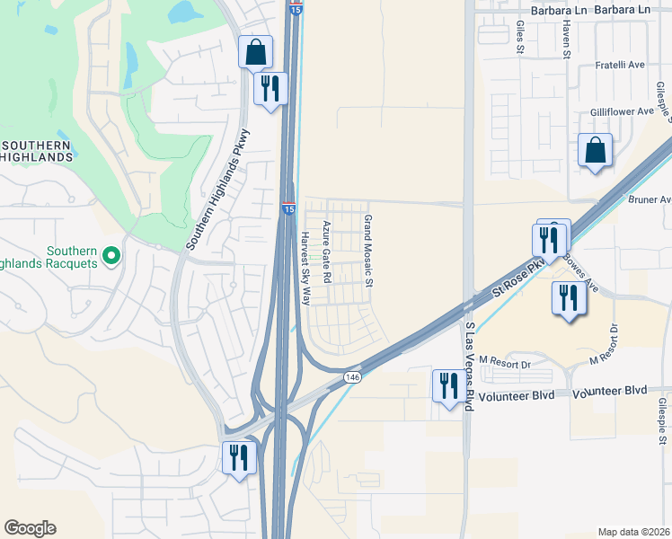 map of restaurants, bars, coffee shops, grocery stores, and more near 12242 Azure Gate Road in Enterprise