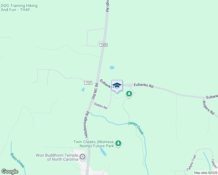 map of restaurants, bars, coffee shops, grocery stores, and more near 215 Eubanks Road in Chapel Hill