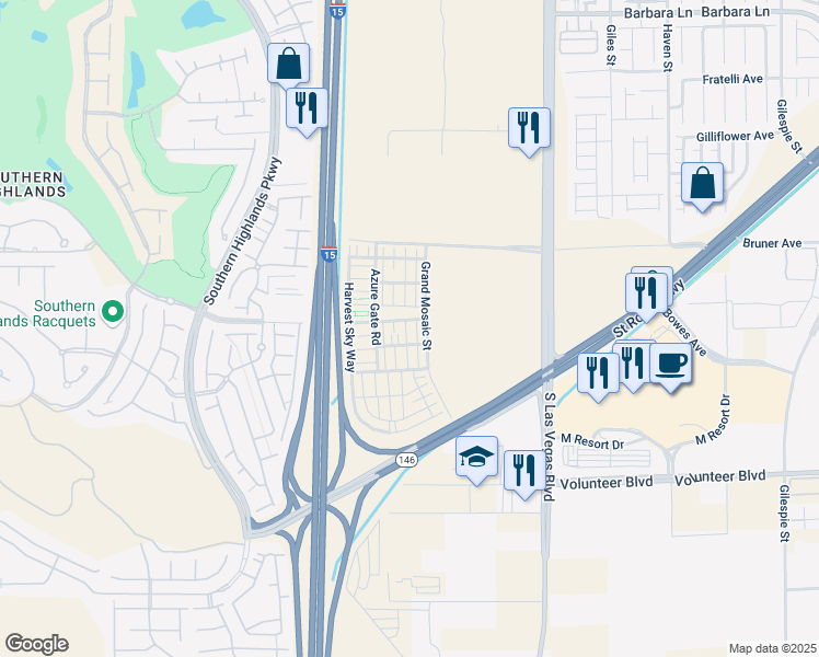 map of restaurants, bars, coffee shops, grocery stores, and more near 12236 Glass Desert Road in Las Vegas