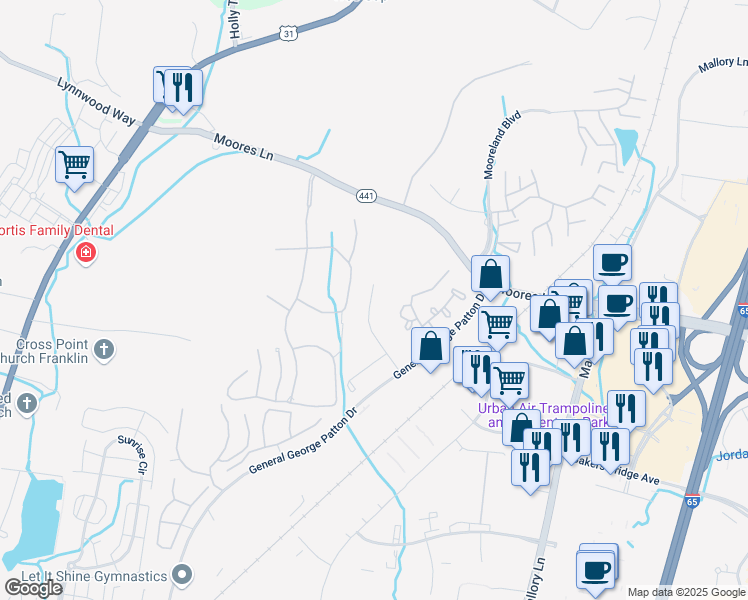 map of restaurants, bars, coffee shops, grocery stores, and more near 834 Brentwood Pointe in Brentwood