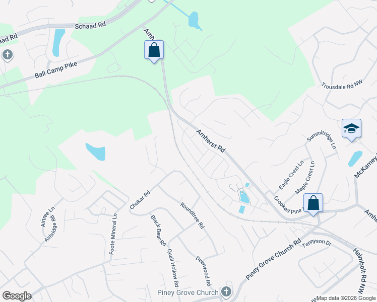 map of restaurants, bars, coffee shops, grocery stores, and more near 2833 Southfork Drive in Knoxville