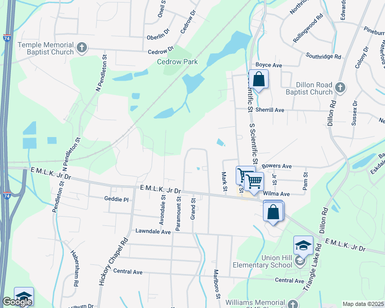 map of restaurants, bars, coffee shops, grocery stores, and more near 140 Spring Garden Circle in High Point