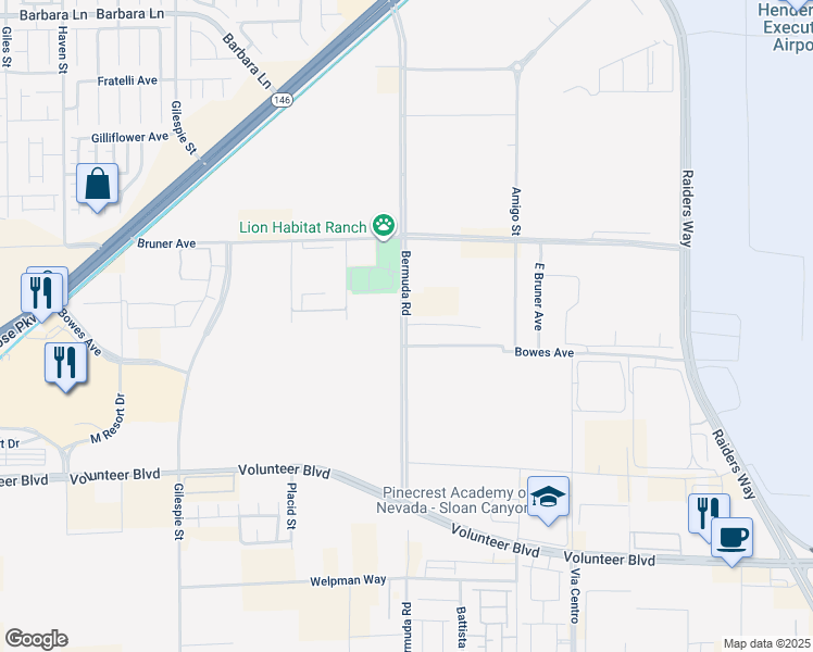 map of restaurants, bars, coffee shops, grocery stores, and more near 17459 Bermuda Road in Henderson